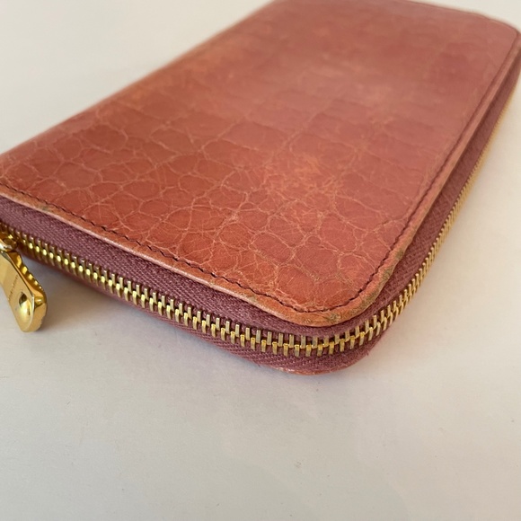 Miu Miu by Prada Pink/Mauve Croc Embossed Zip Around Wallet - Picture 14 of 16